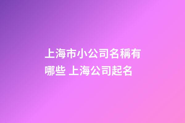 上海市小公司名稱有哪些 上海公司起名-第1張-公司起名-玄機(jī)派